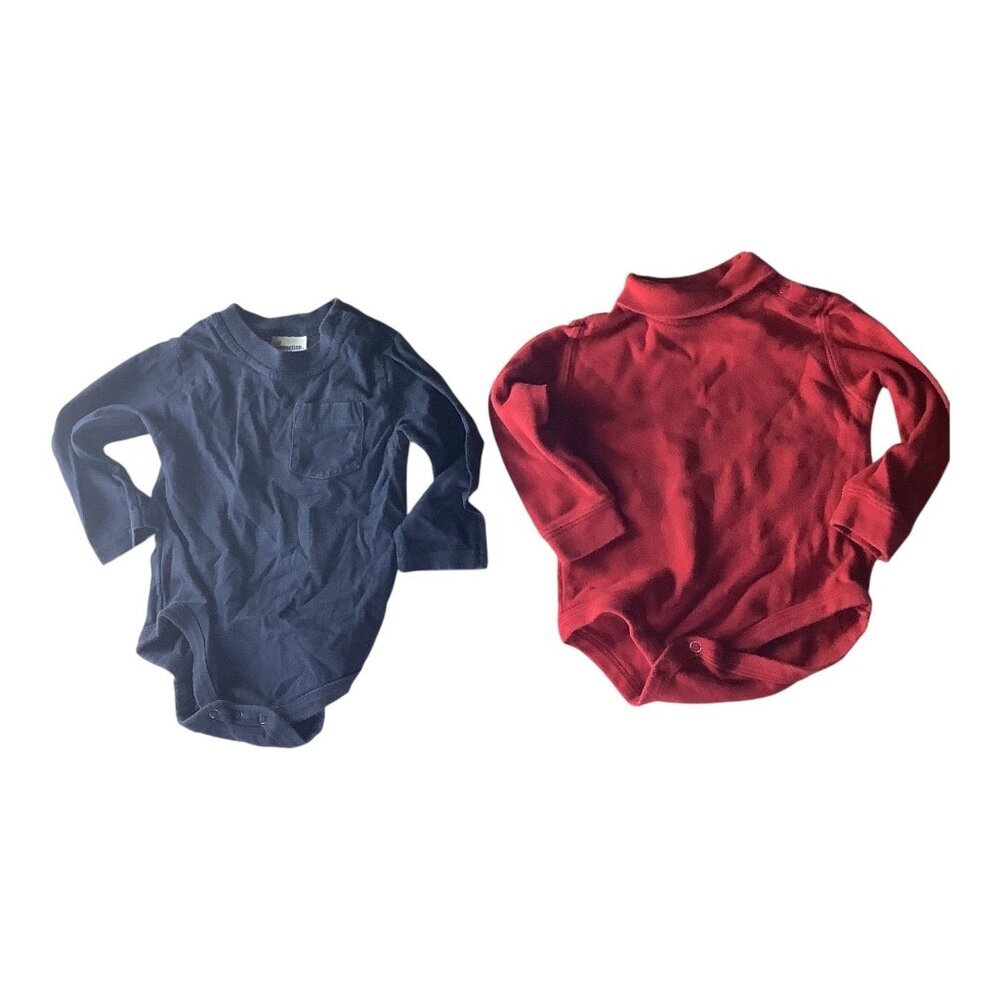 Kid Connection Bodysuit Baby Girls Long Sleeve Lot Of‎ 2 Size 18M Red Blue Shirt